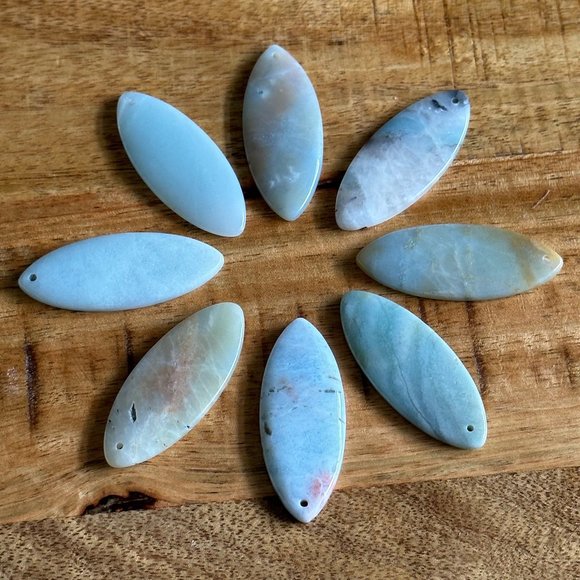wild river gems Other - Natural Flower Amazonite Horse Eye Shaped Pendant  - Pre-drilled - Perfect for j